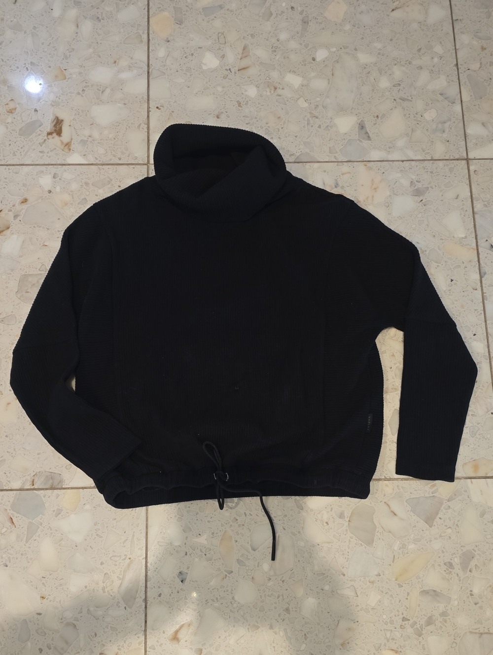 Varley Black Turtleneck Drawstring Sweater